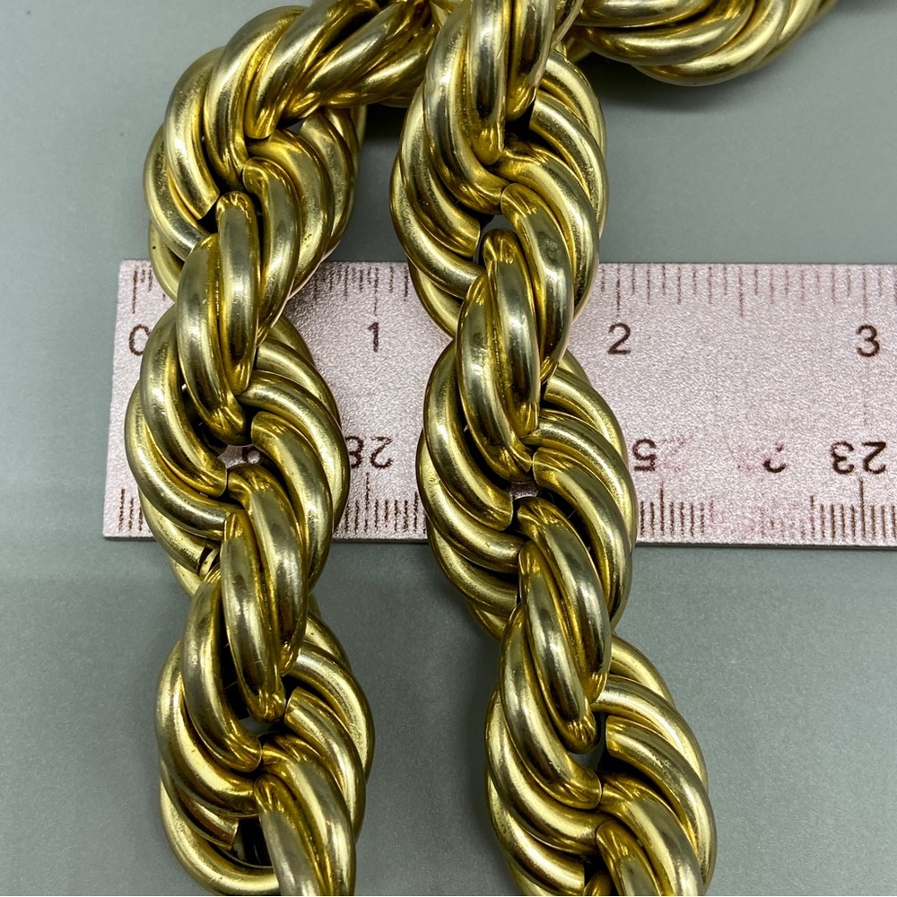 Vintage Bold & Gold Toned Big Rope Necklace HipHop Statement - Picture 12 of 16